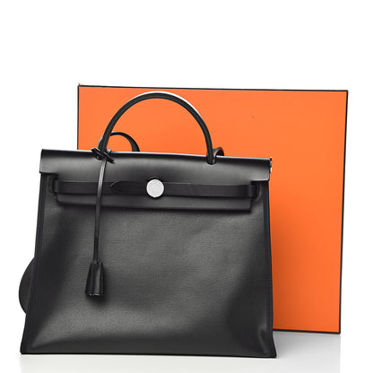 Hermes Toile H Berline Vache Hunter Herbag Zip PM 31 Black Ecru 14 of 14