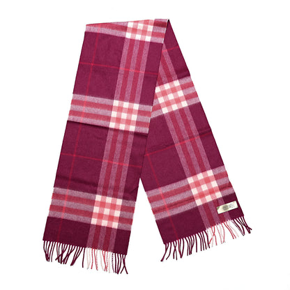 Burberry Cashmere Giant Check Fringe Scarf Bright Pink 3 of 5
