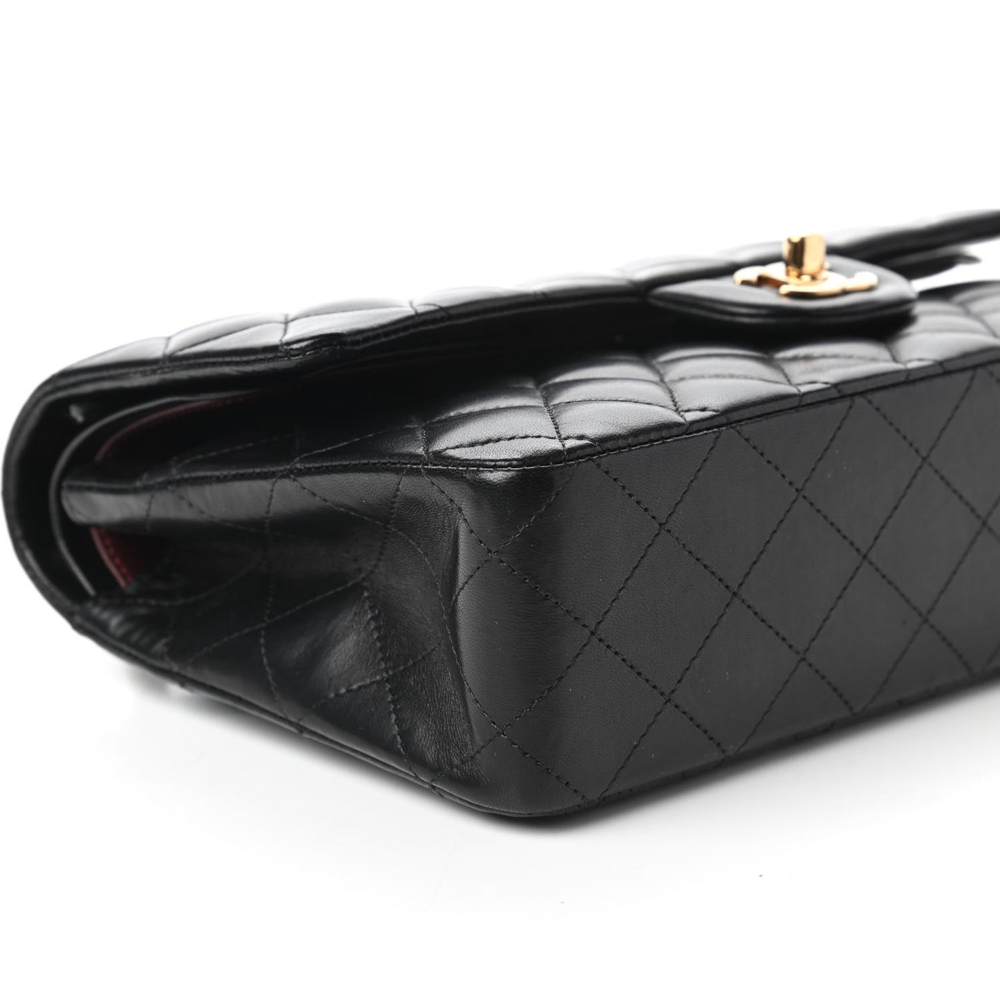 Lambskin Quilted Medium Double Flap Black