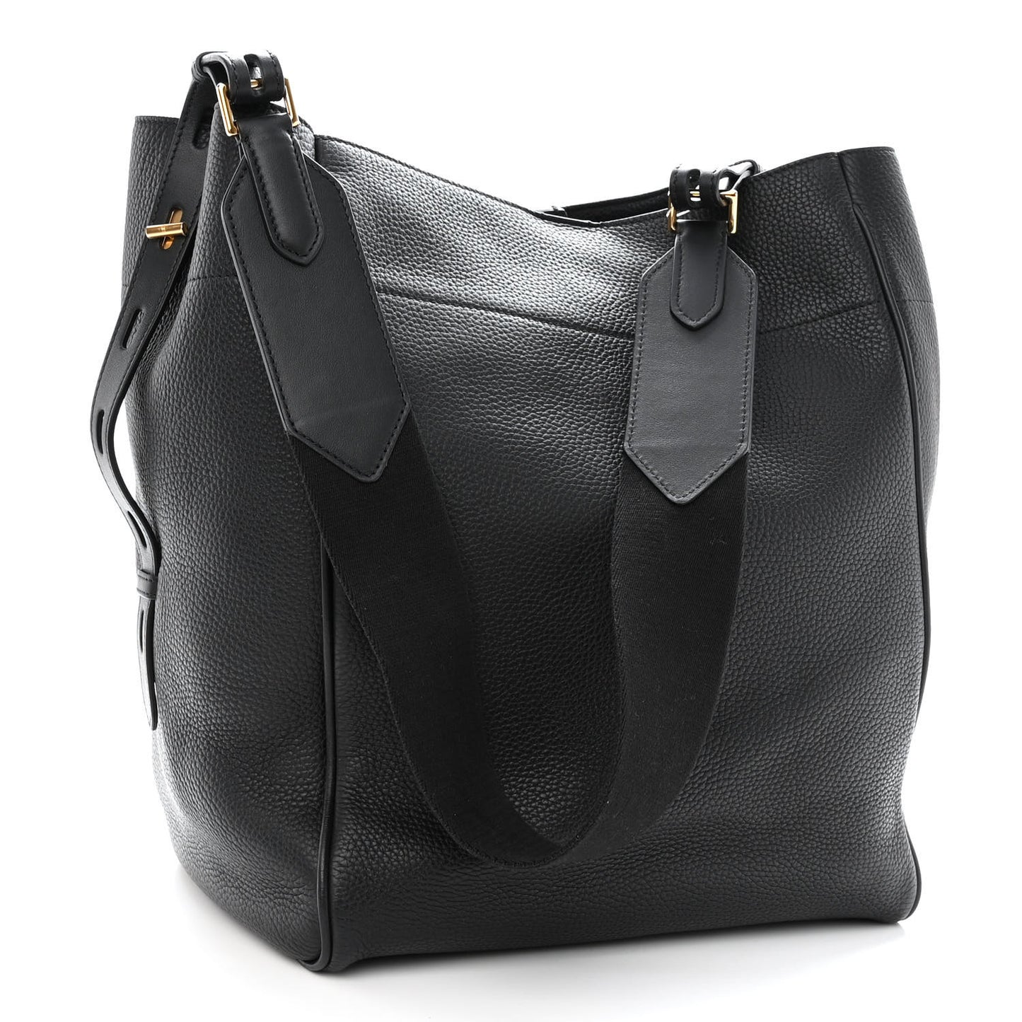 Calfskin Large Hollywood T Twist Tote Black