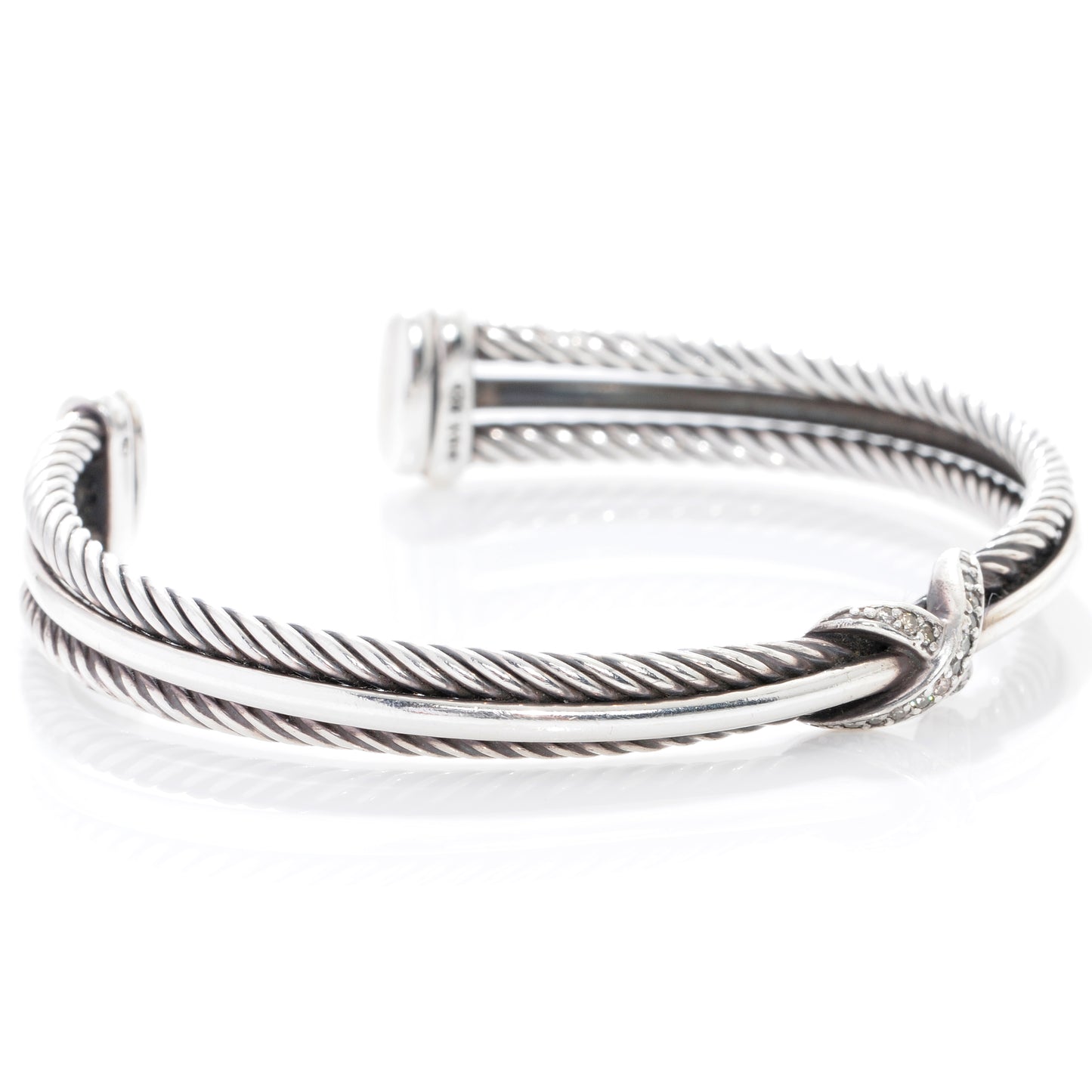 Sterling Silver Diamond Crossover X Cuff