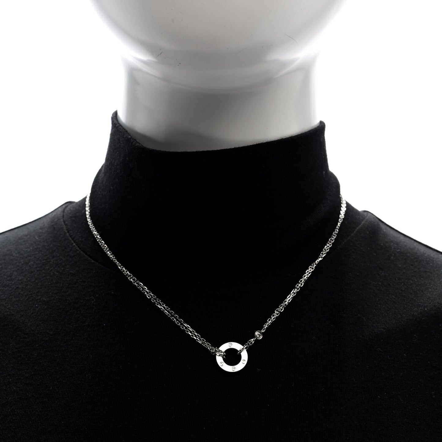 18K White Gold 2 Diamond LOVE Necklace