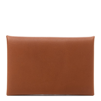 Hermes Barenia Verso Calvi Card Case Fauve Orange Poppy 1 of 8