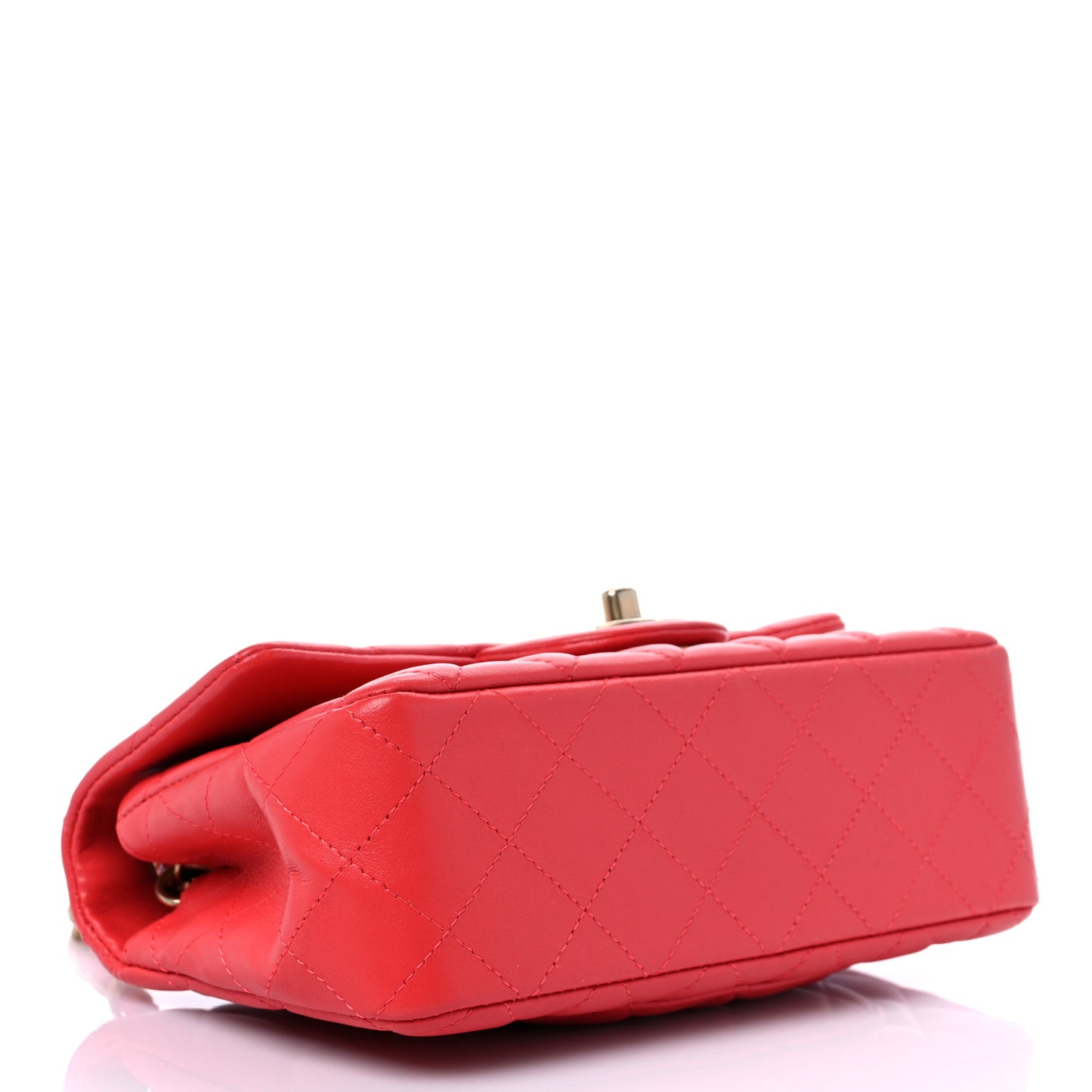 Lambskin Quilted Mini Rectangular Flap Red