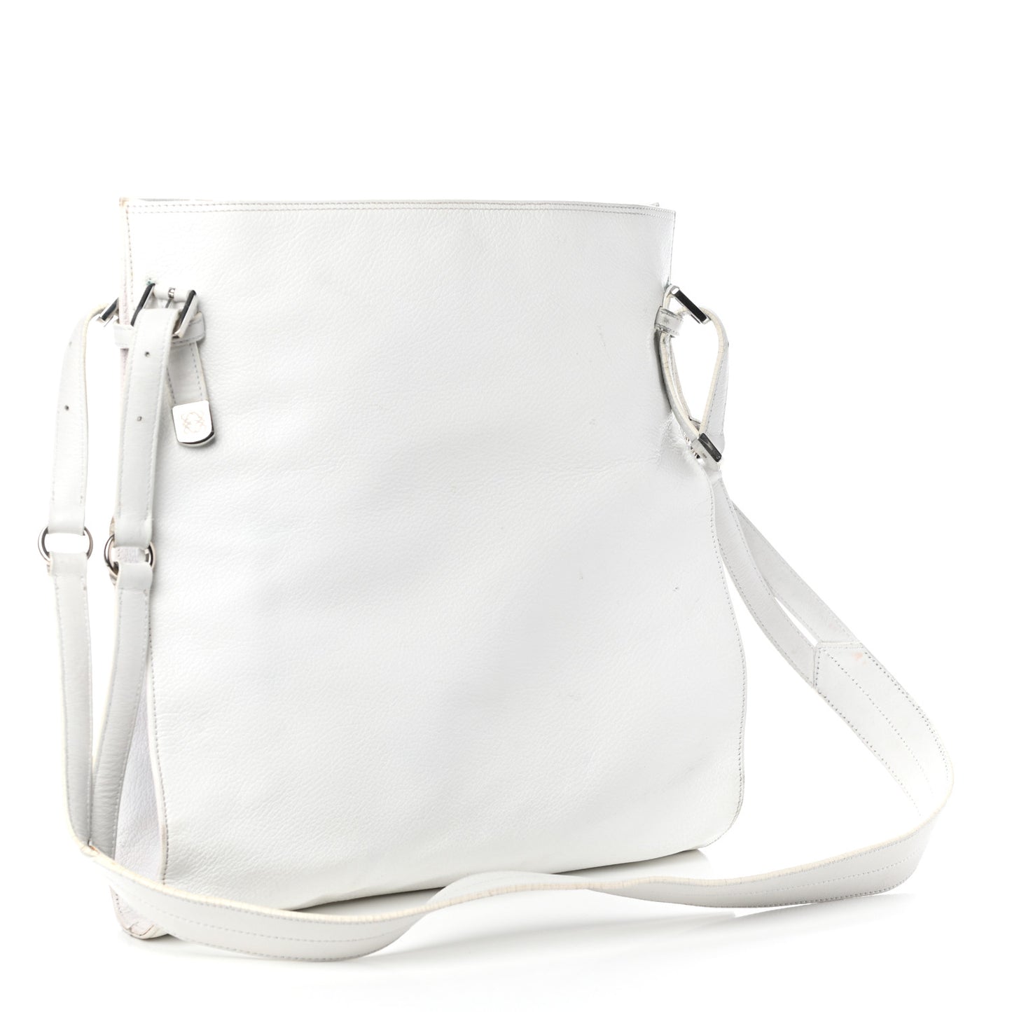Calfskin Studded Shopping Tote White