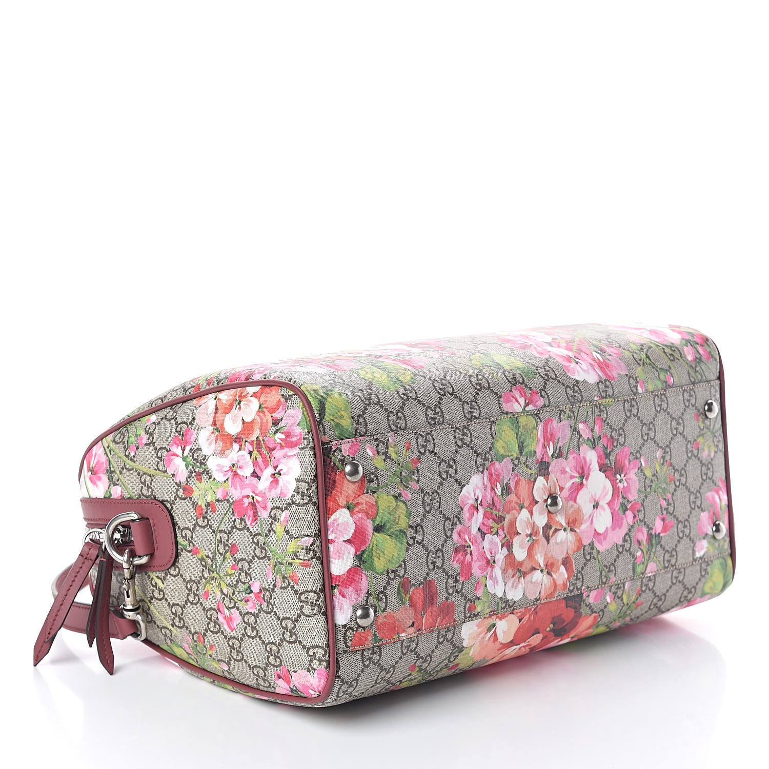 Gucci GG Supreme Monogram Blooms Medium Boston Beige Multicolor Dry Rose 4 of 9