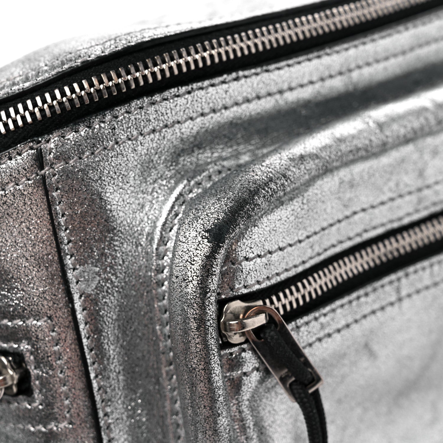Saint Laurent Metallic Calfskin Ripstop Body Belt Bag Silver 12 of 13