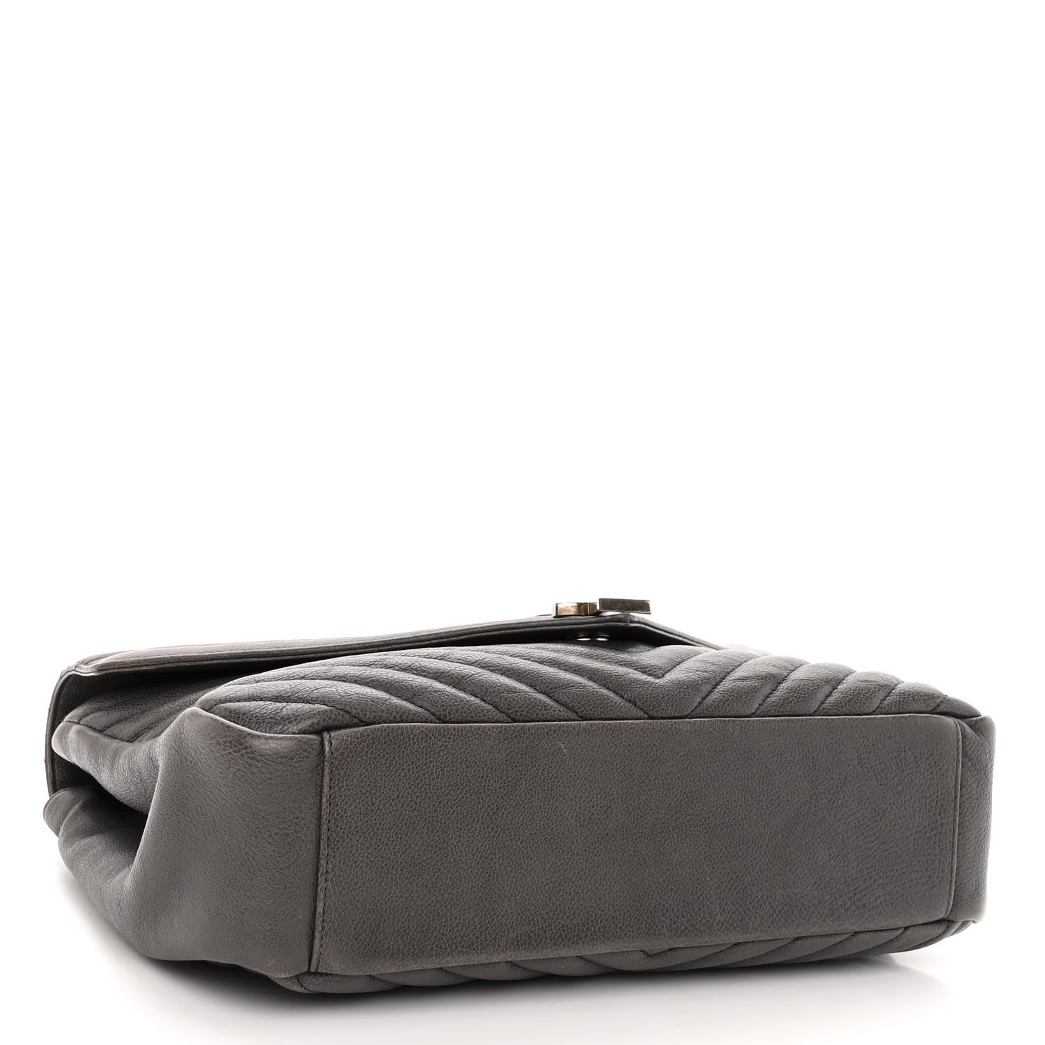 Saint Laurent Sheepskin Matelasse Chevron Monogram Large College Satchel Dark Anthracite 4 of 11