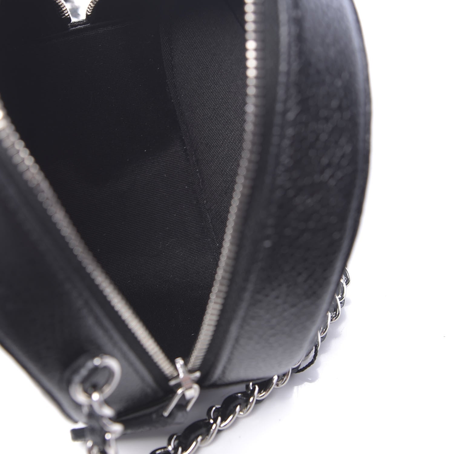 Chanel Caviar Camellia Embossed Round Clutch With Chain Black 6 of 12