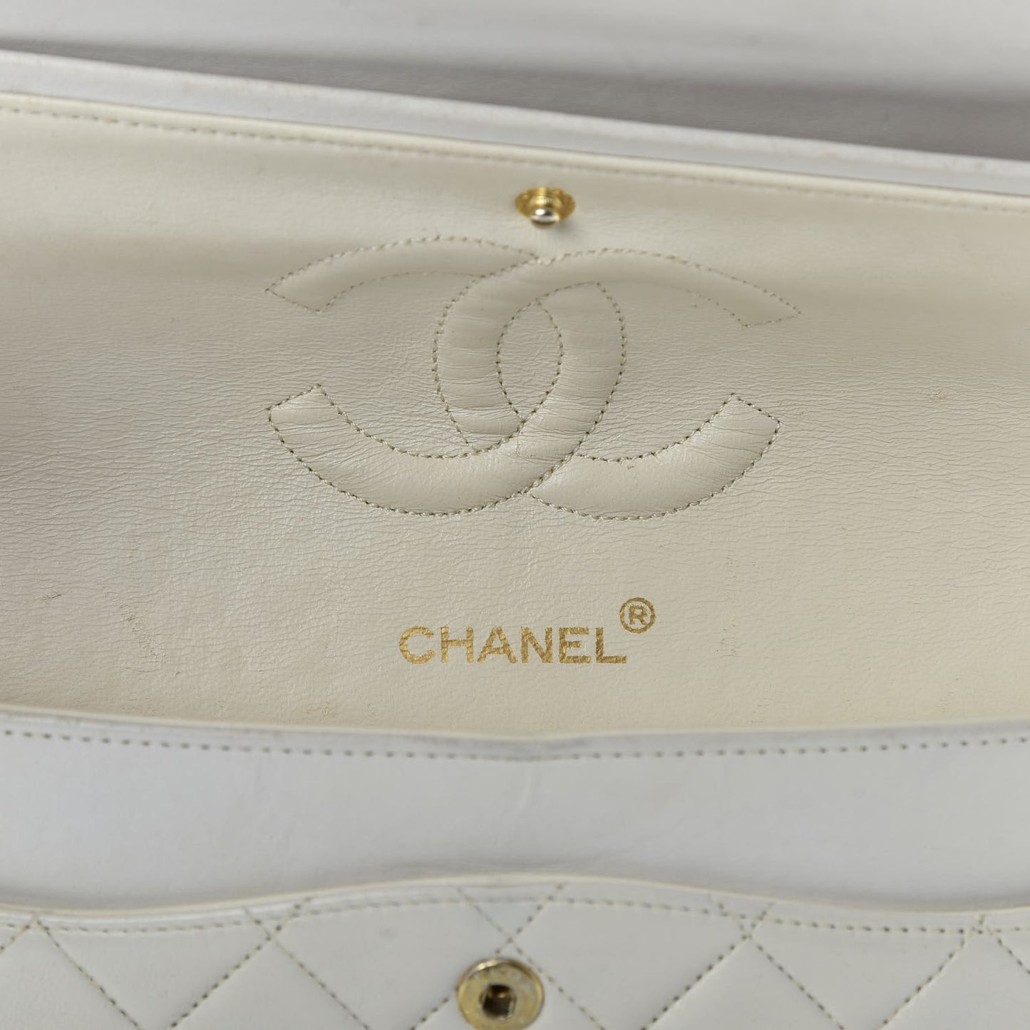 Lambskin Quilted Medium Double Flap White