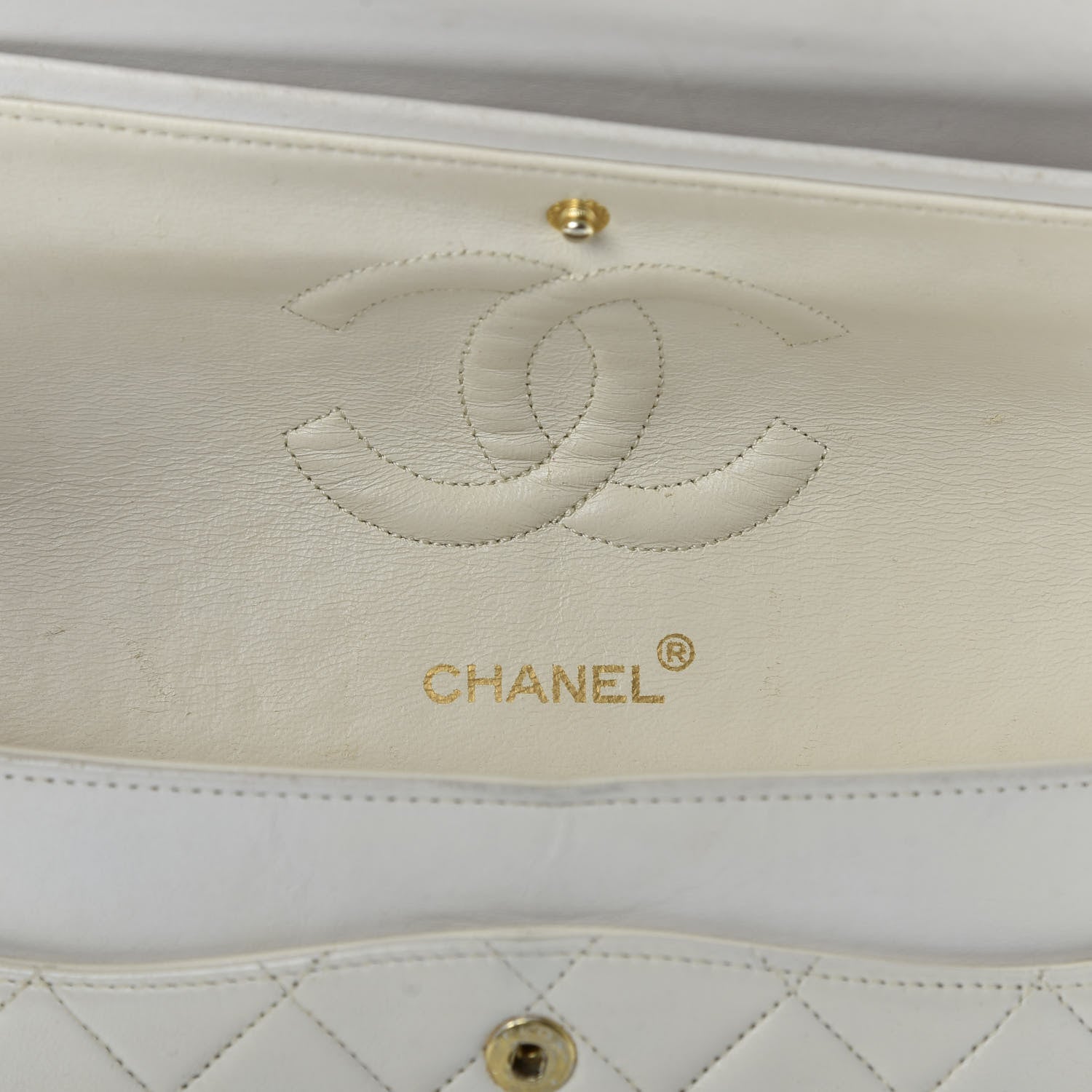 Chanel Lambskin Quilted Medium Double Flap White 6 of 9