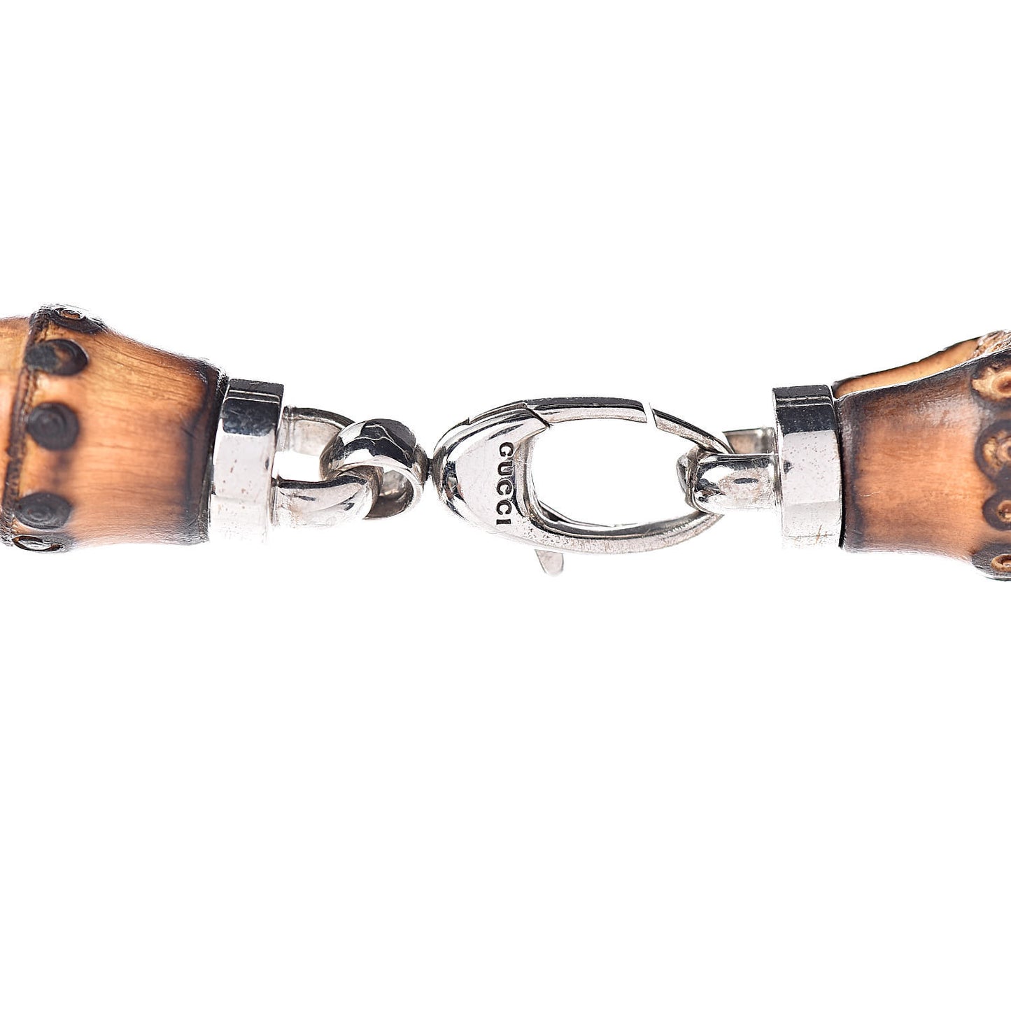 Metal Bamboo Horsebit Necklace Silver