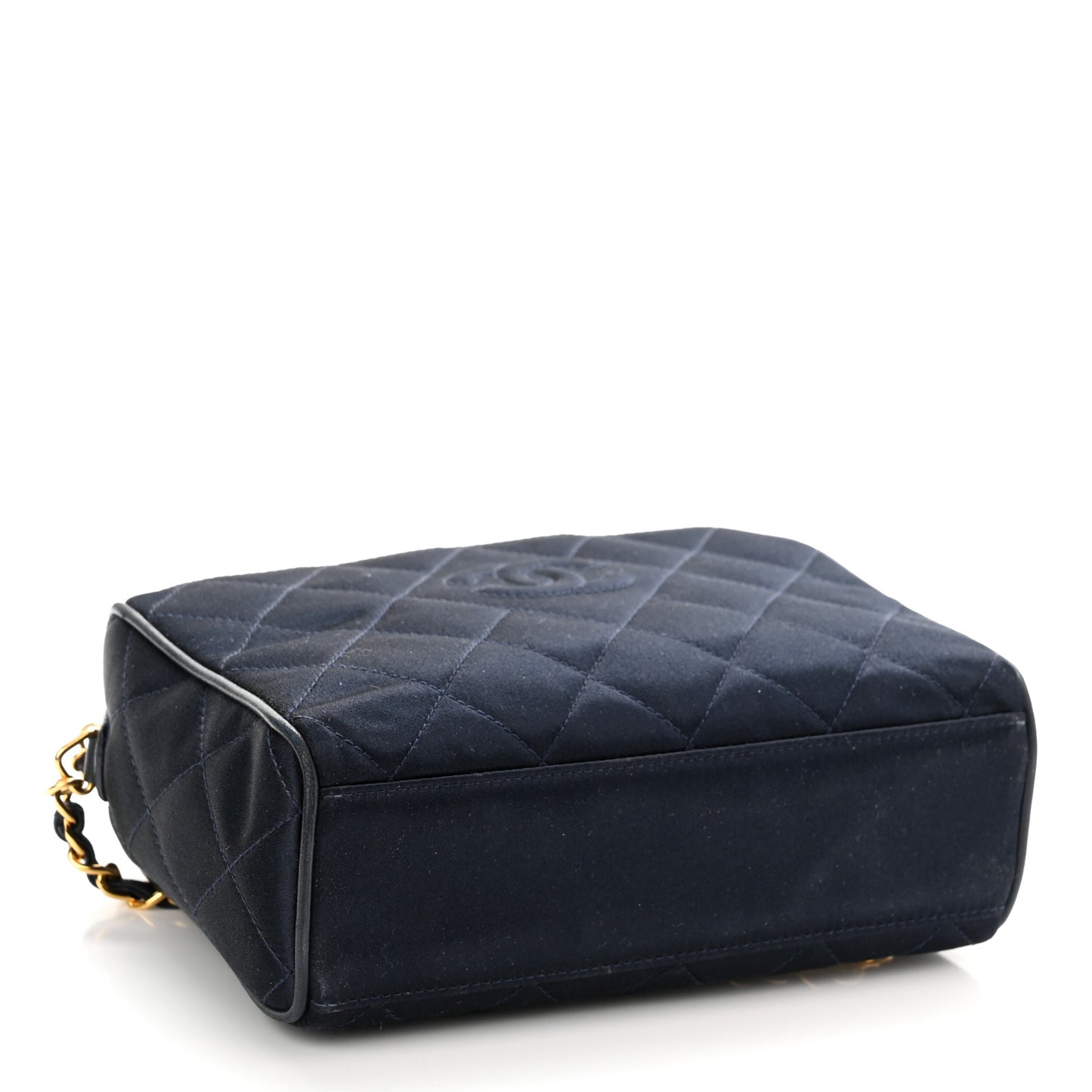 Satin Diamond Quilted Tassel CC Camera Case Black