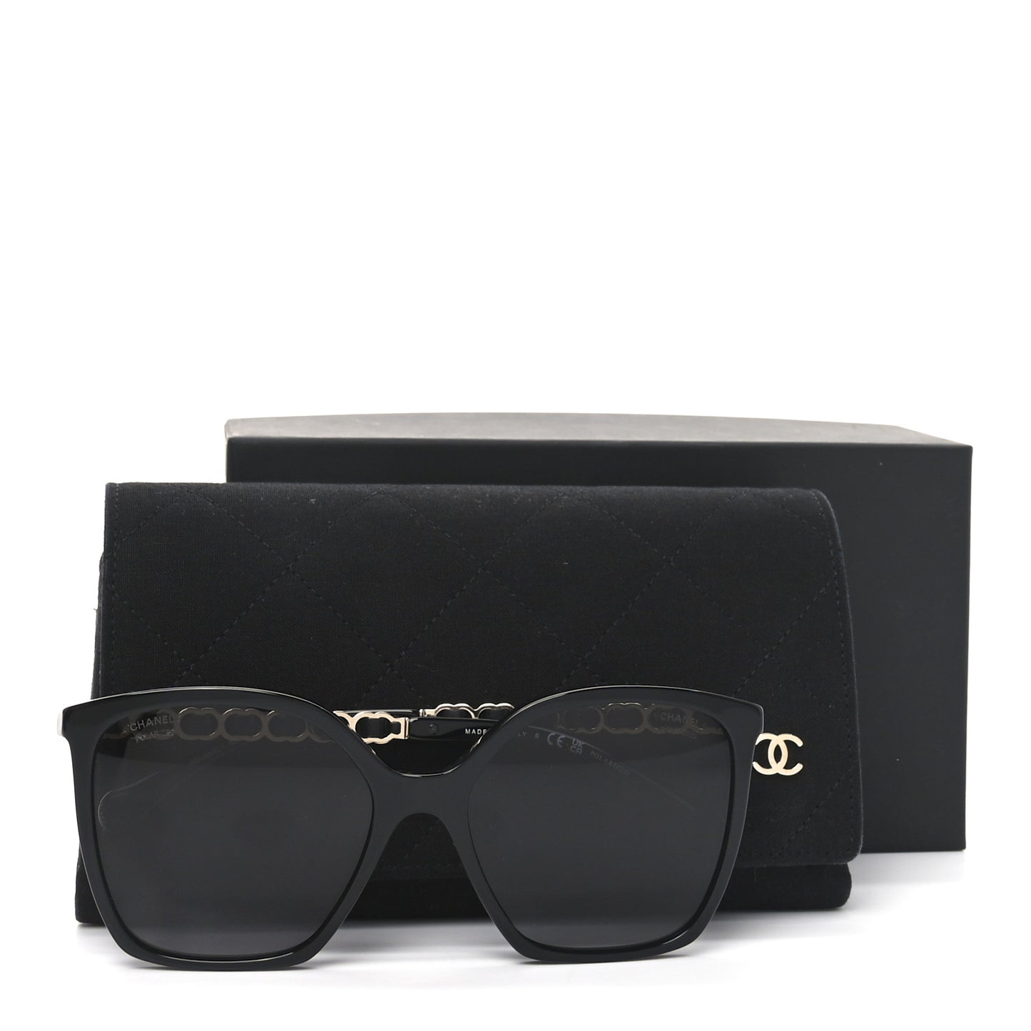 Acetate Calfskin Square Sunglasses 5546-Q Black