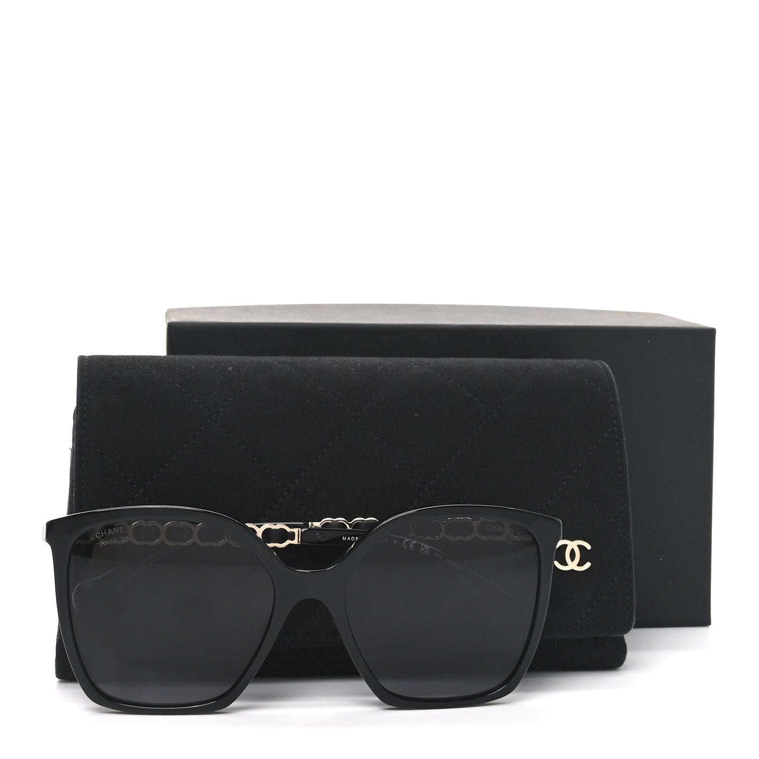 Chanel Acetate Calfskin Square Sunglasses 5546-Q Black 7 of 7