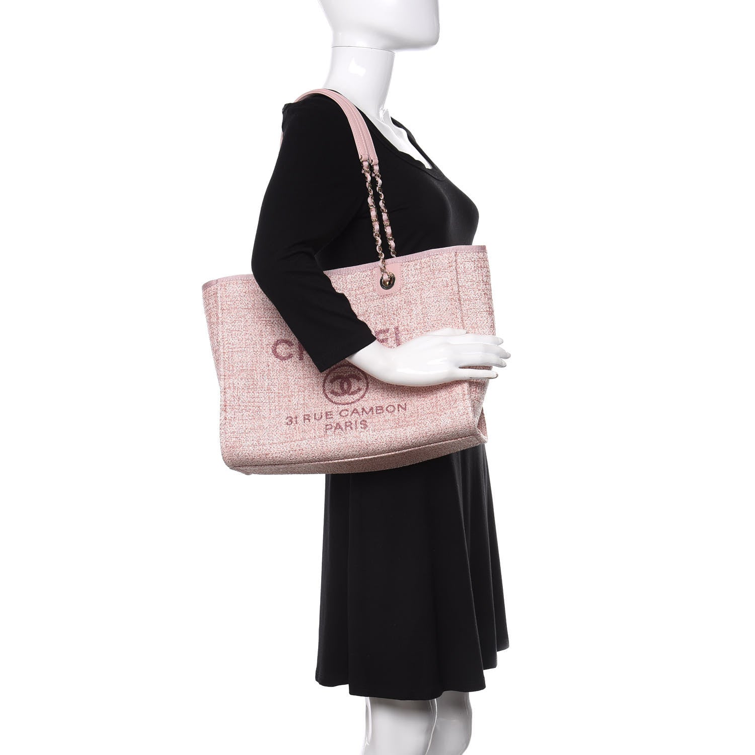 Chanel Lurex Boucle Small Deauville Tote Pink 2 of 11