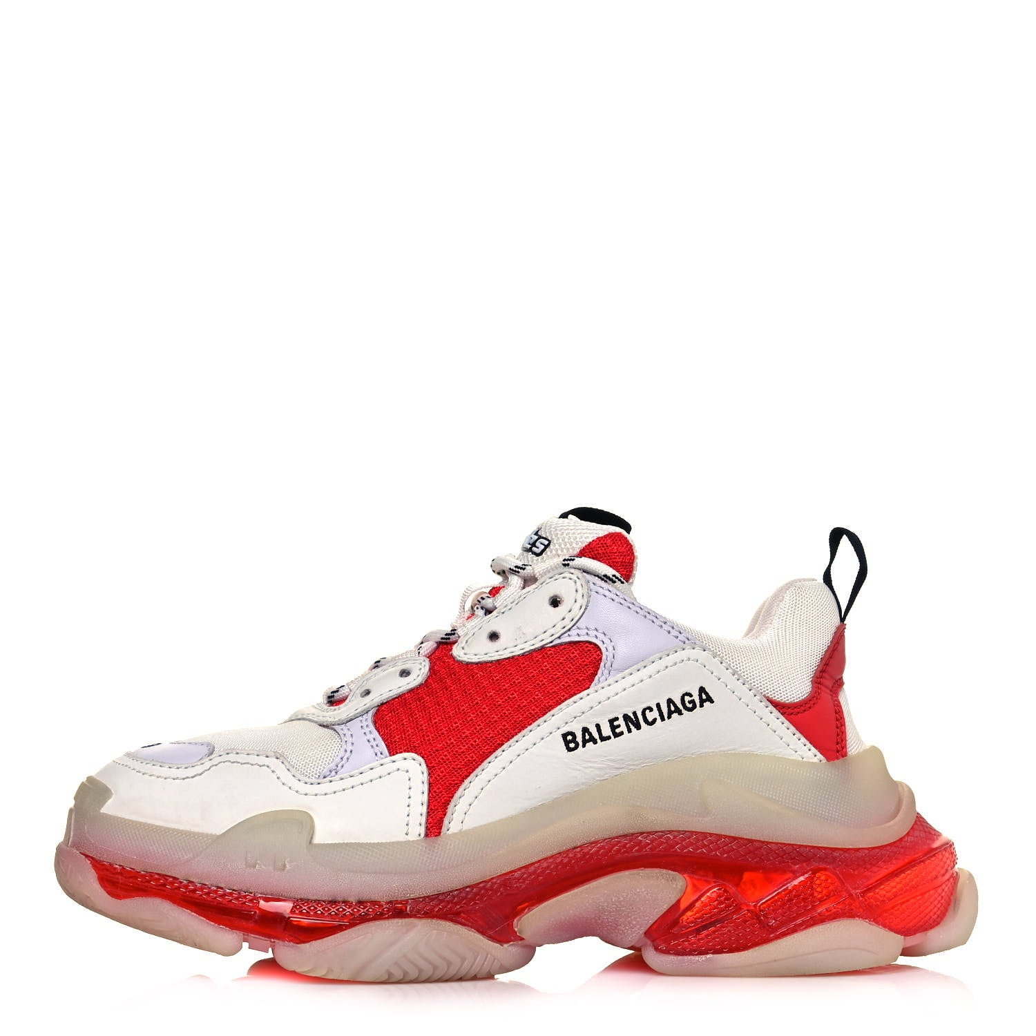 Balenciaga Fabric Mesh Clear Sole Mens Triple S Sneakers 39 White Red 1 of 8