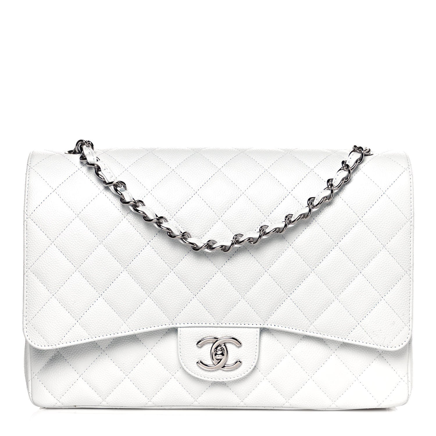 Chanel Caviar Quilted Maxi Double Flap White 1 of 14