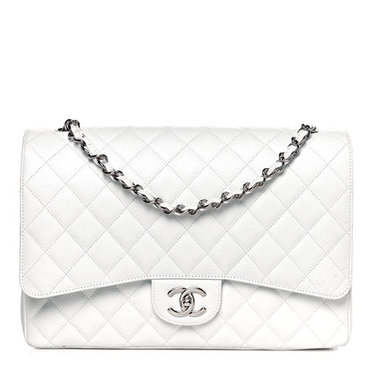Chanel Caviar Quilted Maxi Double Flap White 1 of 14