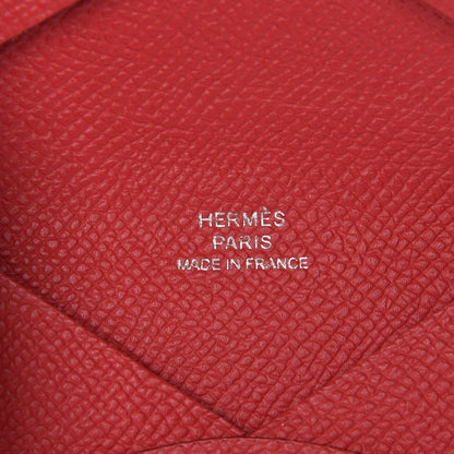 Hermes Epsom Calvi Card Case Rouge Casaque 6 of 7