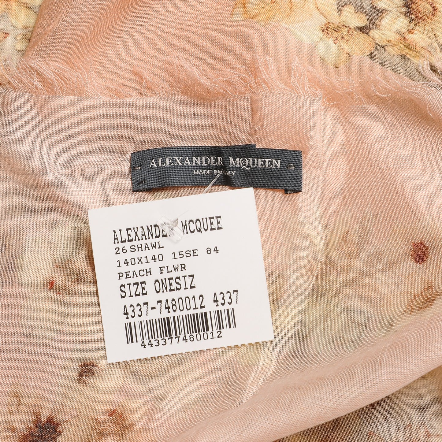Modal Silk Flower Skull Scarf Peach