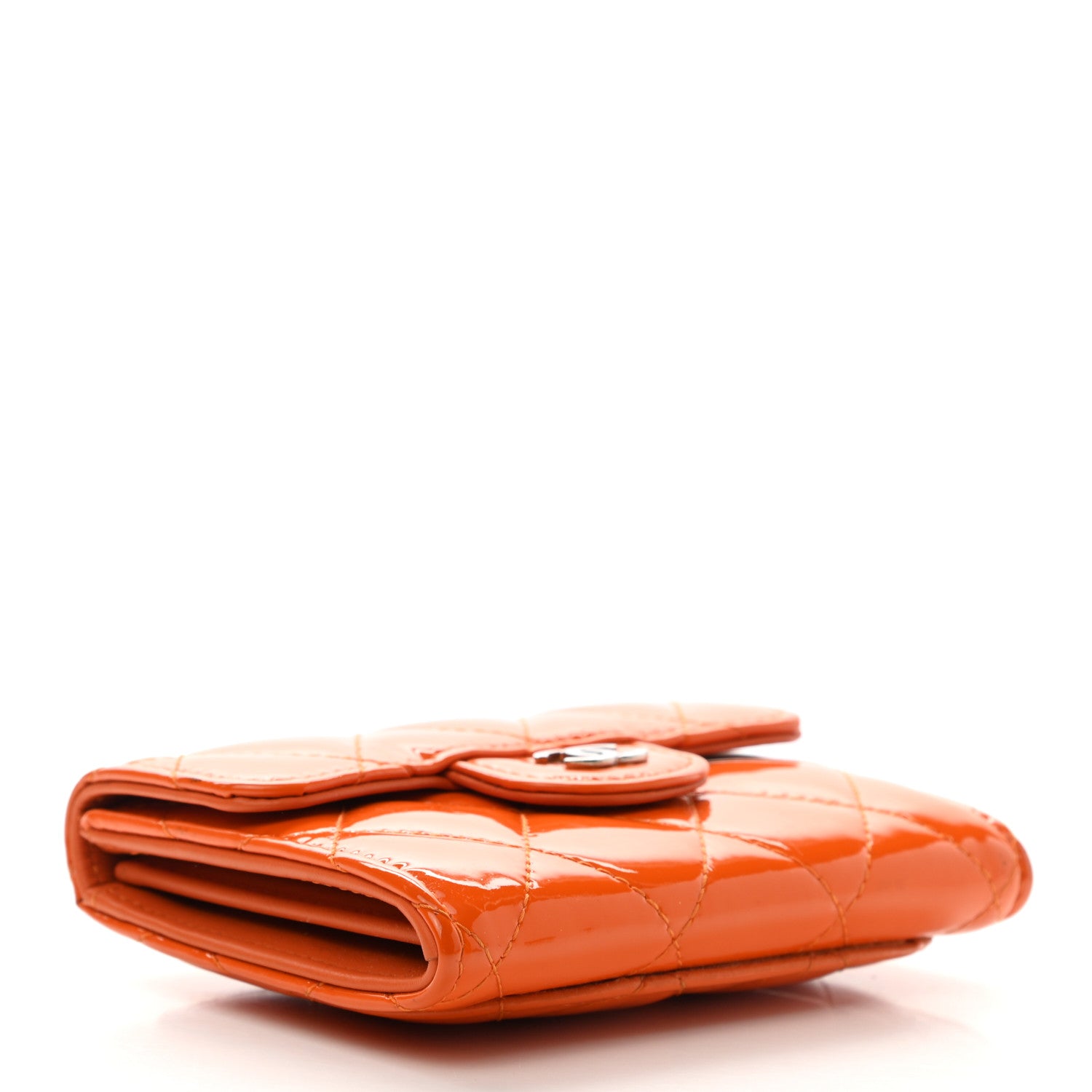 Chanel Patent Quilted Small Flap Wallet Orange 3 of 8