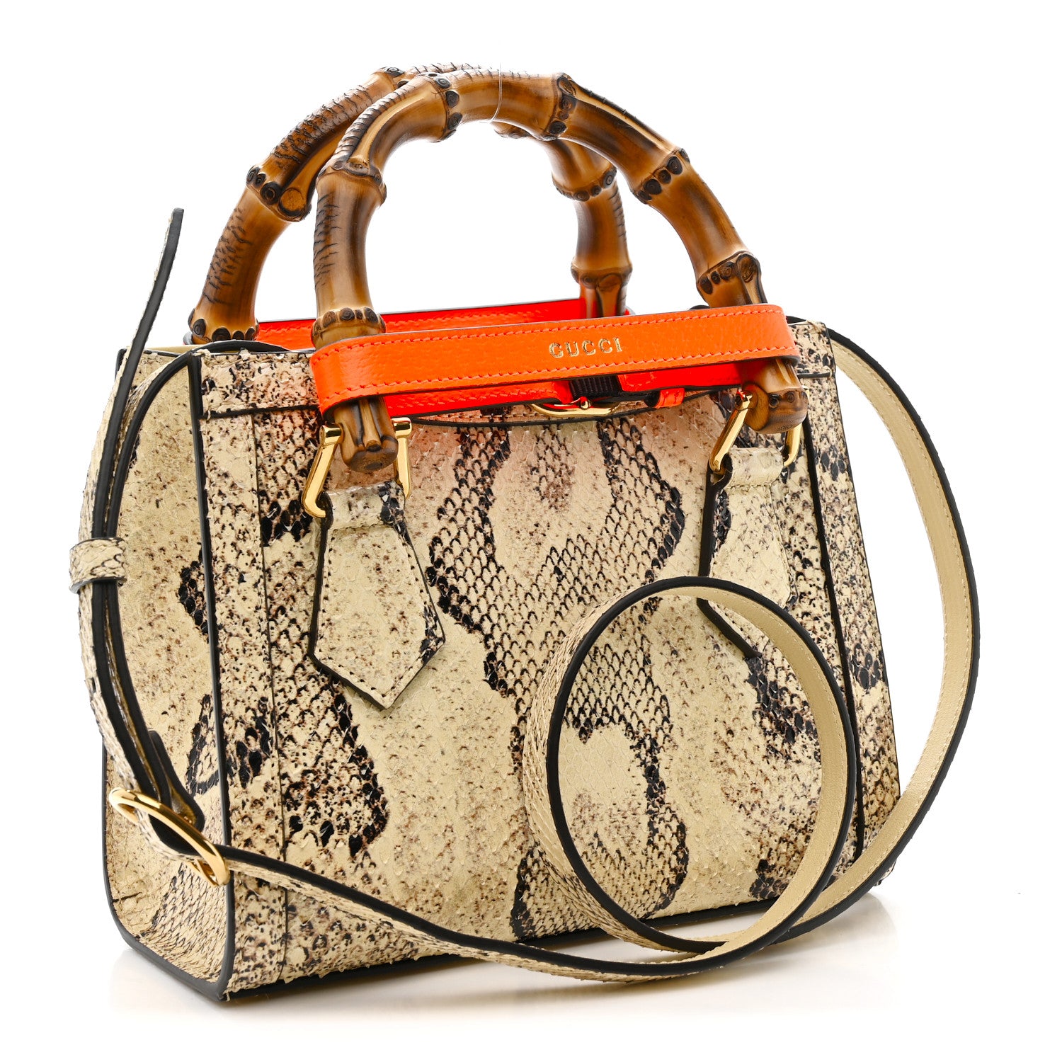 Gucci Snakeskin Mini Diana Tote Bag Beige 3 of 12