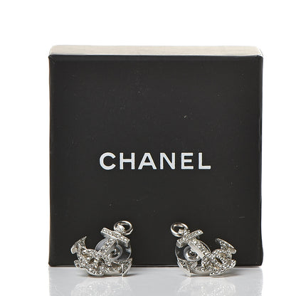 Chanel Crystal CC Anchor Earrings Silver 5 of 5