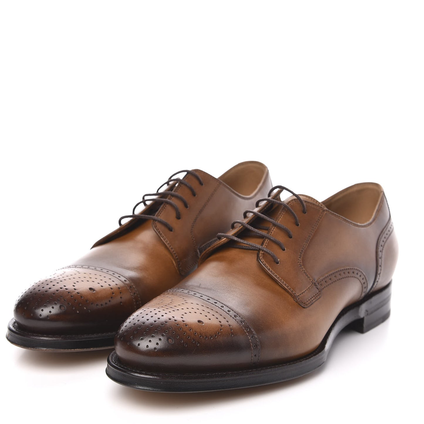Calfskin Mens Boss Whipstitch Oxfords 8 Brown