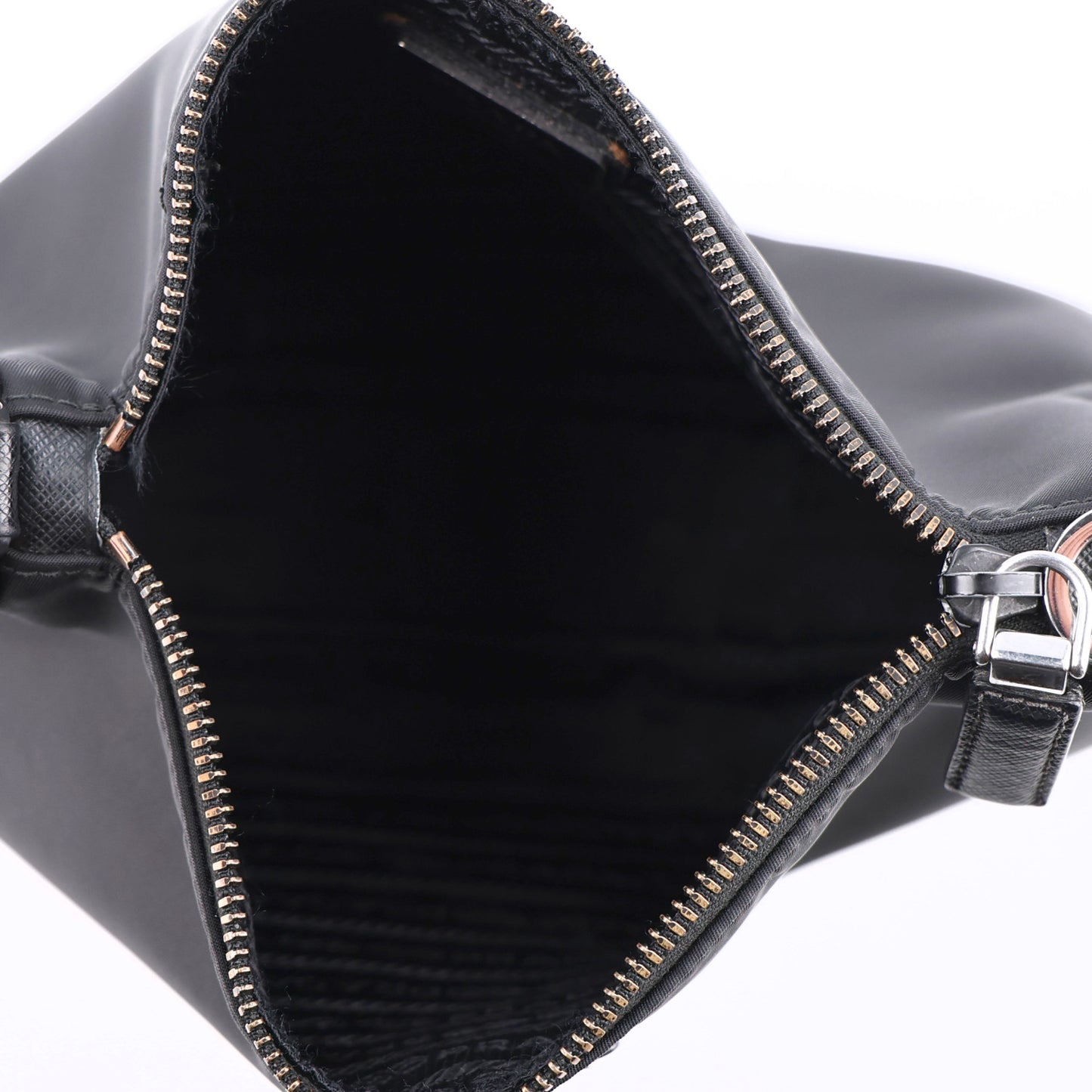 Re-Nylon Saffiano Pocket Zippered Shoulder Bag Black