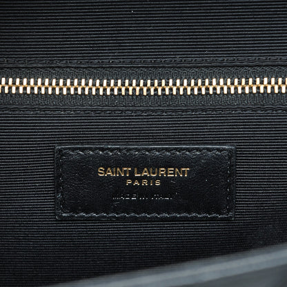Saint Laurent Grain De Poudre Matelasse Chevron Large Monogram Satchel Black 7 of 10
