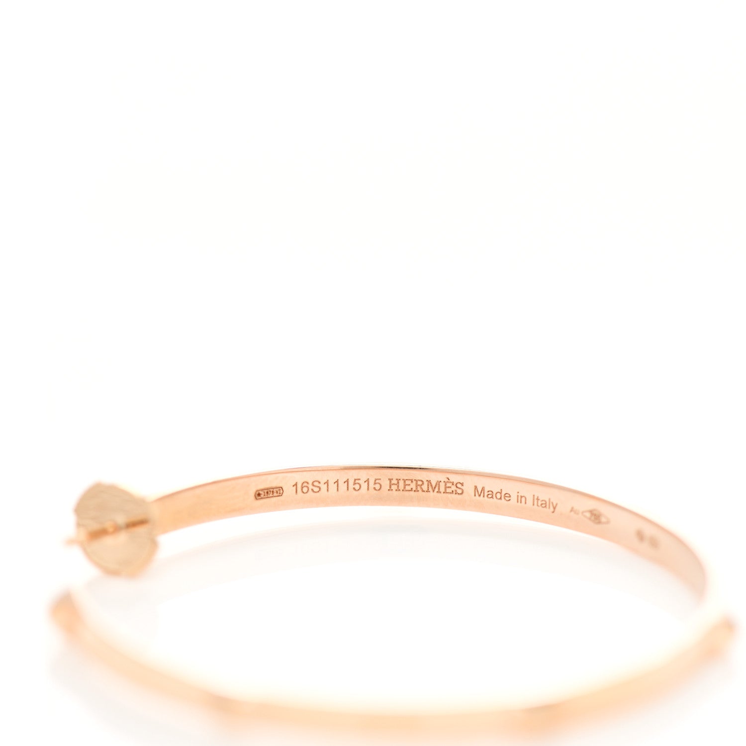 Hermes 18K Rose Gold Mini Clous Hoop Earrings 4 of 5