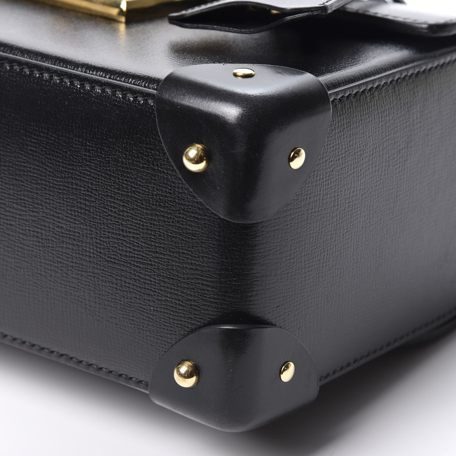Gucci Calfskin Small Padlock Bamboo Shoulder Bag Black 6 of 10