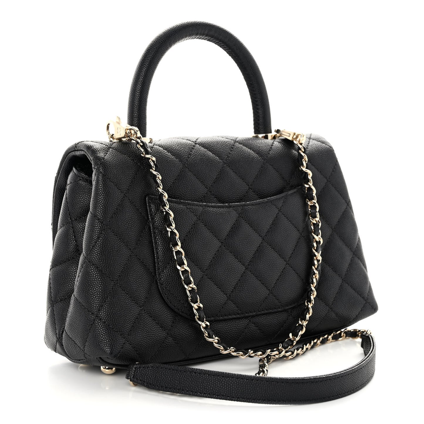 Caviar Quilted Mini Coco Handle Flap Black