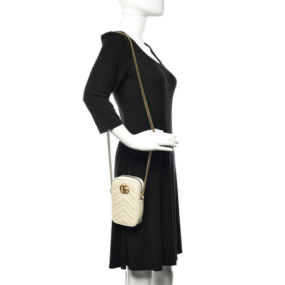 Gucci Calfskin Matelasse Mini GG Marmont Crossbody Bag White 2 of 8