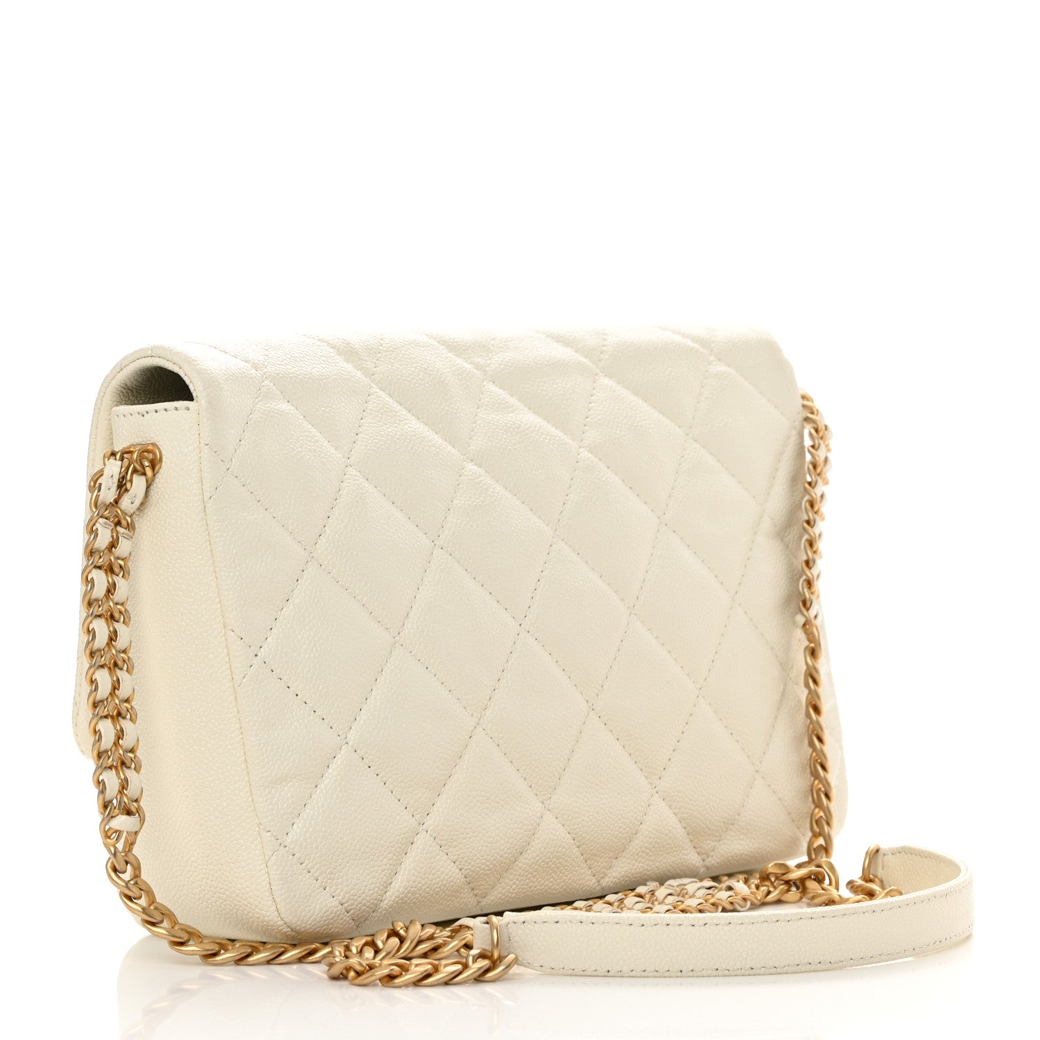 Chanel Shiny Caviar Quilted Large Chain Melody Flap White 3 of 17