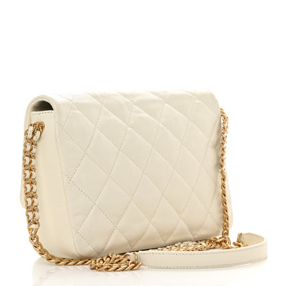 Chanel Shiny Caviar Quilted Large Chain Melody Flap White 3 of 17