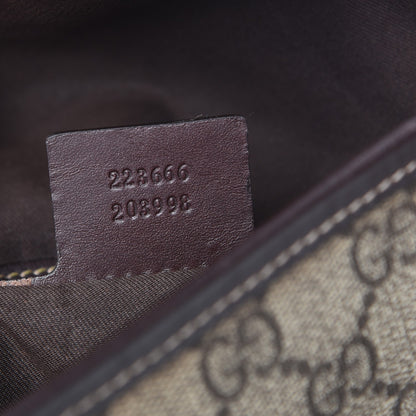 Gucci GG Supreme Monogram Selleria Calfskin Small Flap Messenger Bag Beige Ebony Cocoa Dark Chocolate 7 of 11