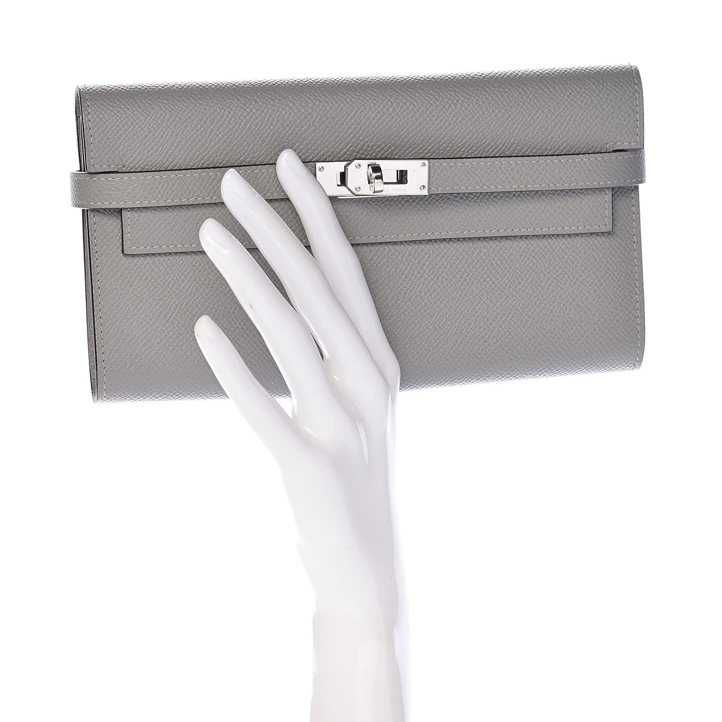 Epsom Kelly Longue Wallet Gris Mouette