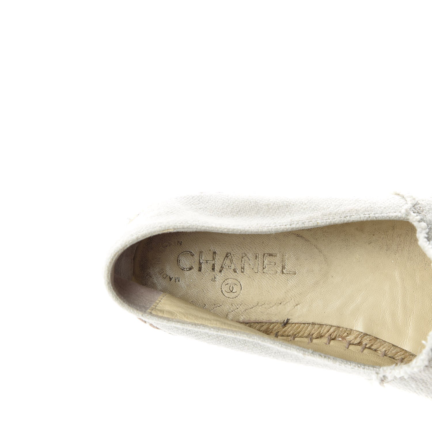Chanel Linen CC Espadrilles 39 Beige Black 10 of 11