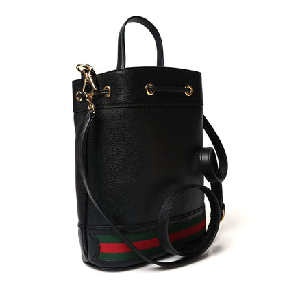 Gucci Glazed Textured Calfskin Web Small Ophidia Bucket Bag Black 3 of 11