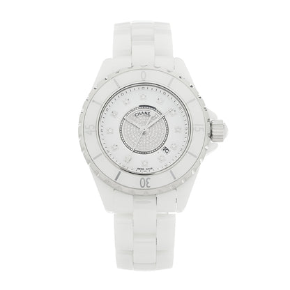 Chanel Stainless Steel Ceramic Diamond Dial 33mm J12 Quartz Watch White 1 of 4