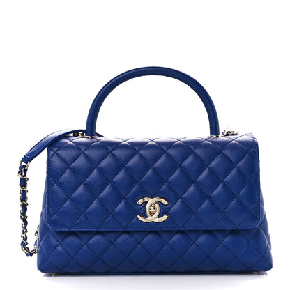 Chanel Caviar Quilted Small Coco Handle Flap Dark Blue 1 of 13
