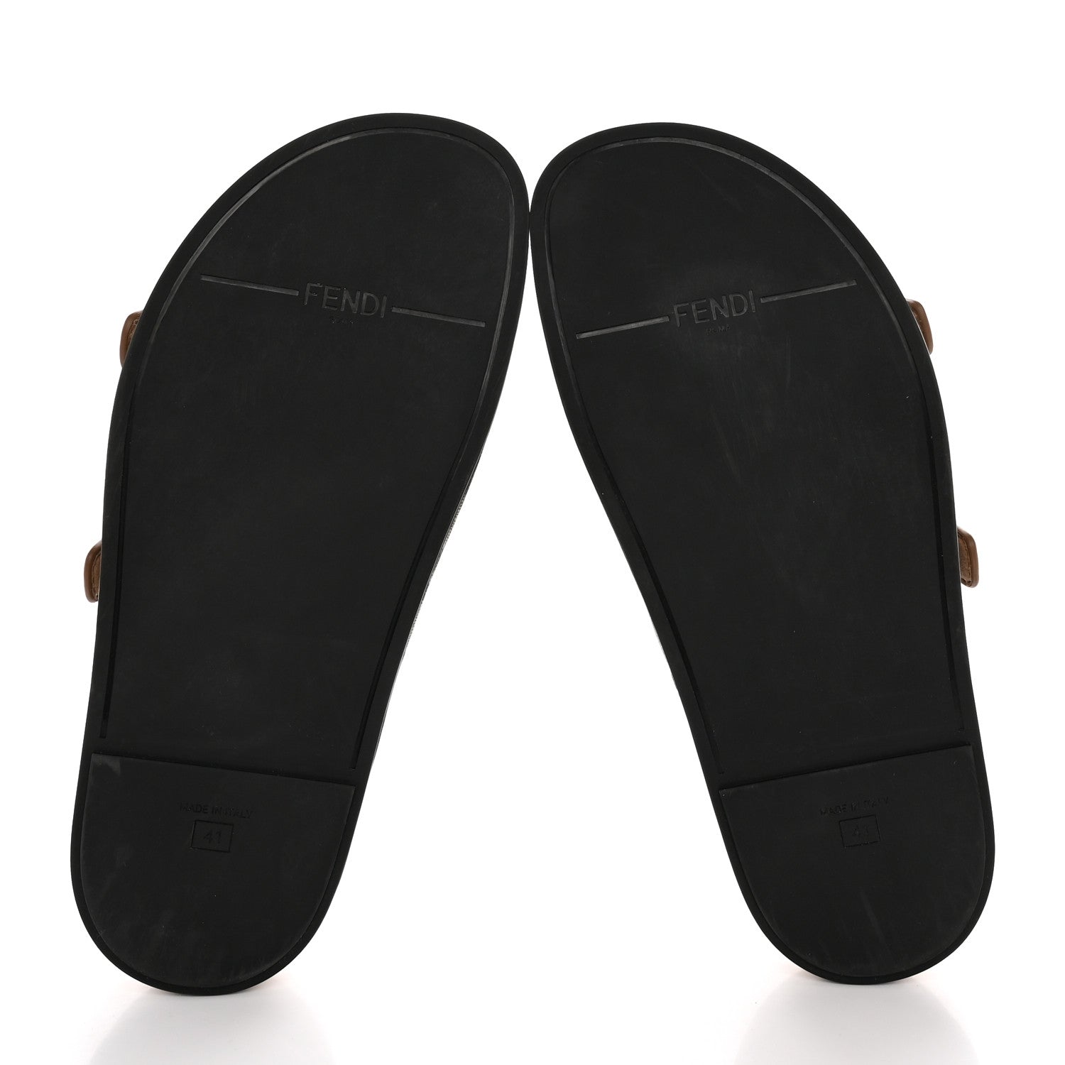 Fendi Fabric Jacquard Nappa FF Womens Fendi Feel Buckled Slide Sandals 41 Tobacco Black Miele Scuro 5 of 10