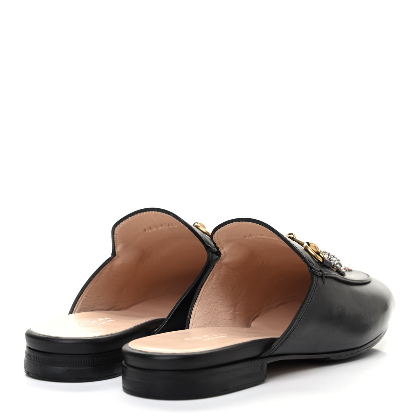 Calfskin Crystal Tiger Embroidered Womens Princetown Slippers 36 Black