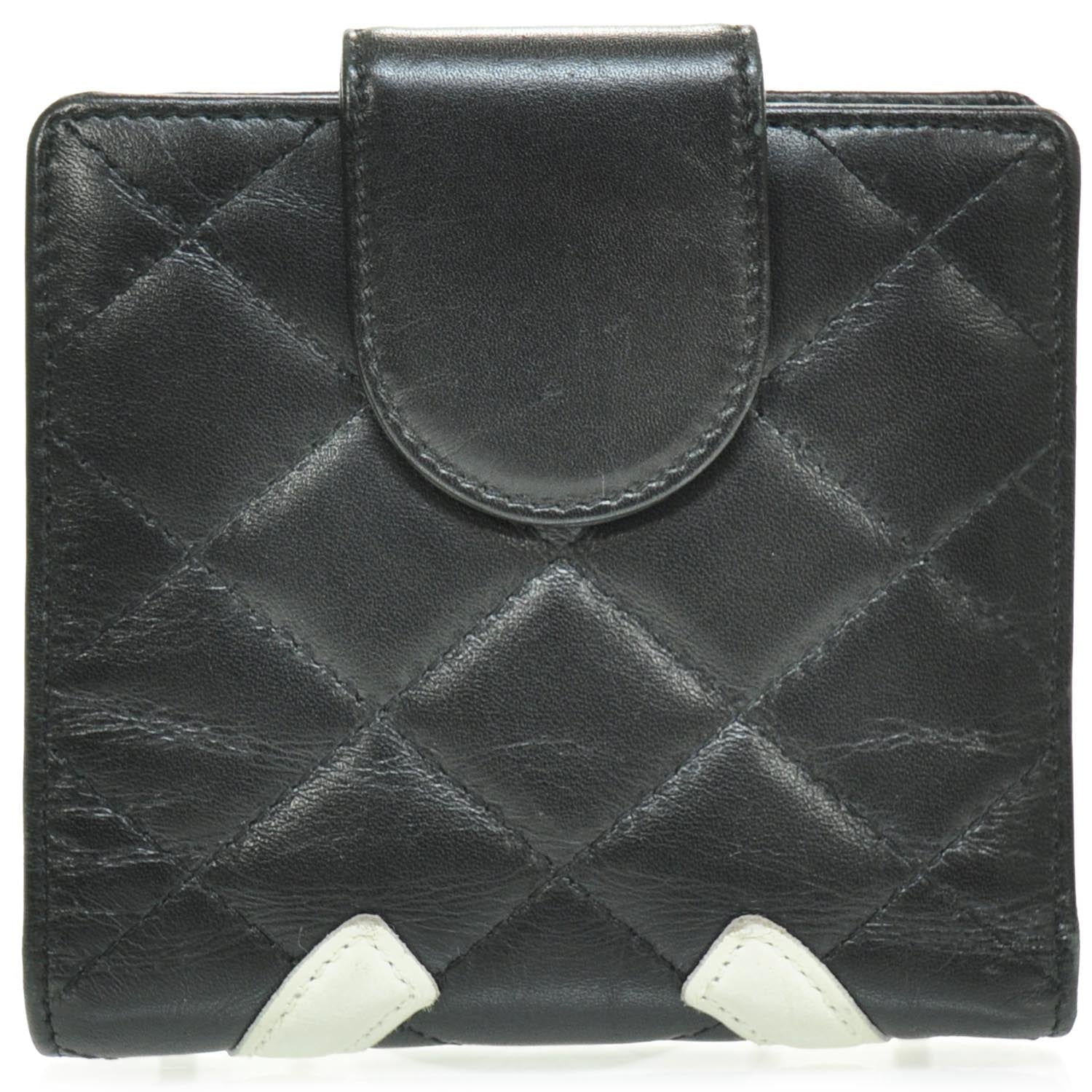 Chanel Calfskin Quilted Cambon Bi-Fold Wallet Black White 2 of 10