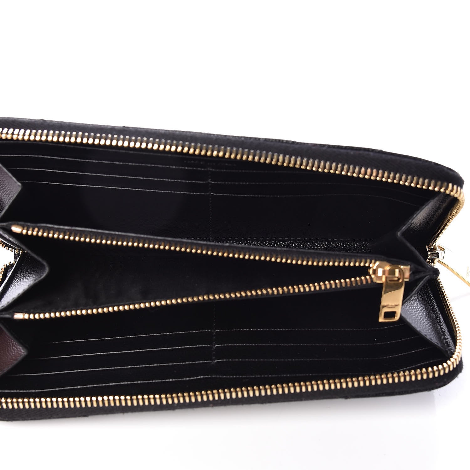 Saint Laurent Grain De Poudre Matelasse Chevron Monogram Zip Around Wallet Black 5 of 11