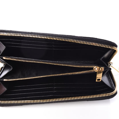 Saint Laurent Grain De Poudre Matelasse Chevron Monogram Zip Around Wallet Black 5 of 11