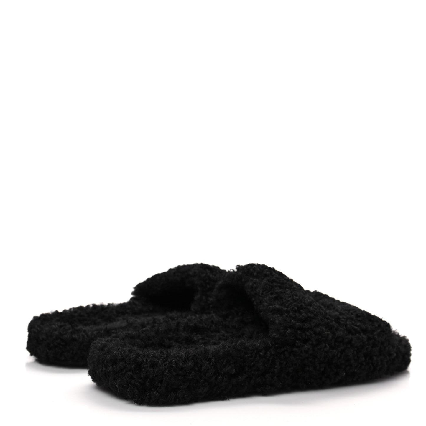 Faux Shearling Political Campaign Logo Slide Sandals 41 Black White Red