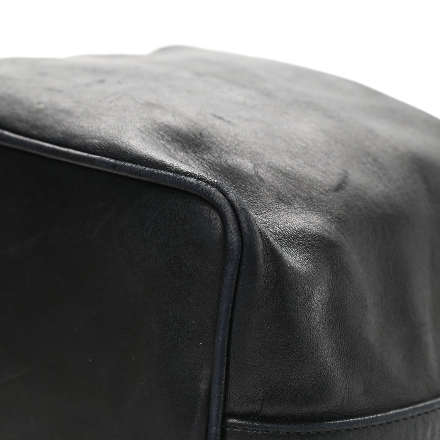 Chanel Lambskin CC Stitched Drawstring Bucket Bag Black 10 of 13